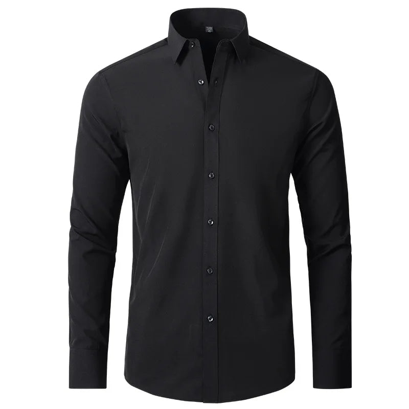 Camisa Elastech Social Anti Amassados + Relógio de Brinde