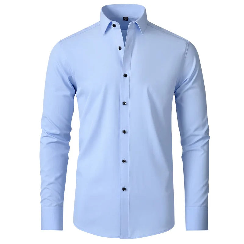 Camisa Elastech Social Anti Amassados + Relógio de Brinde