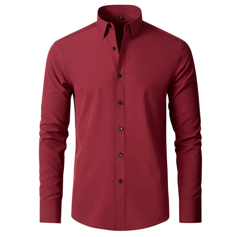Camisa Elastech Social Anti Amassados + Relógio de Brinde