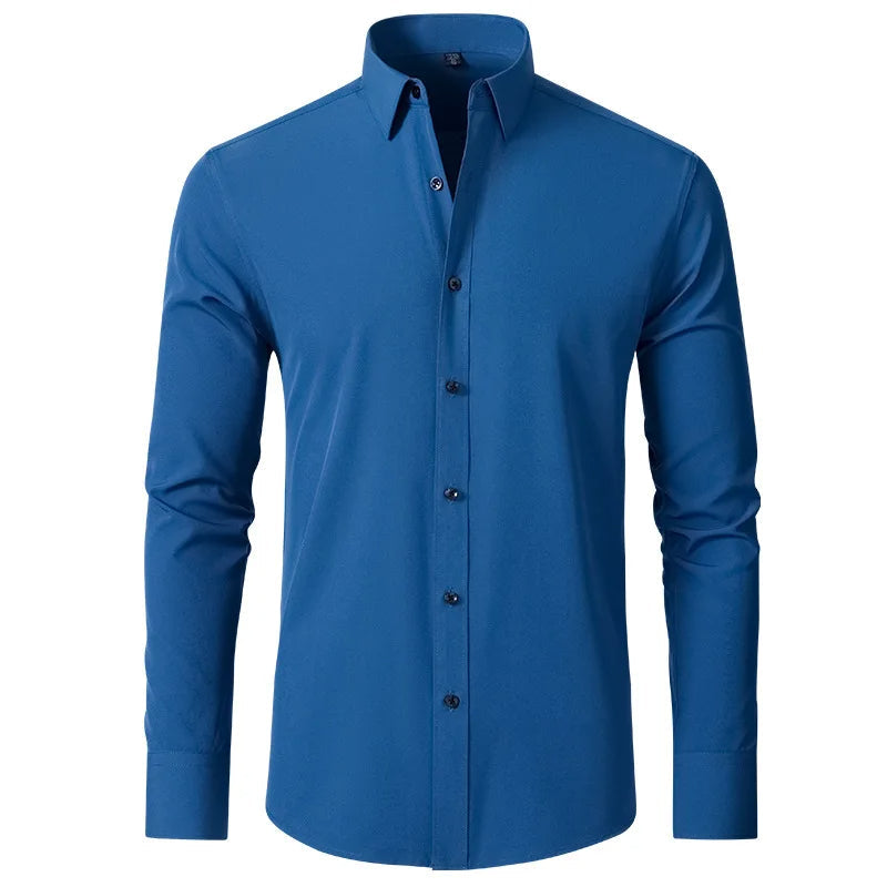 Camisa Elastech Social Anti Amassados + Relógio de Brinde