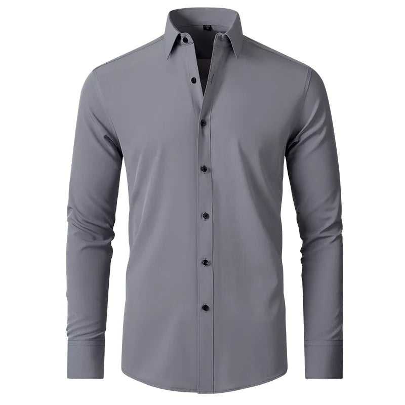 Camisa Elastech Social Anti Amassados + Relógio de Brinde