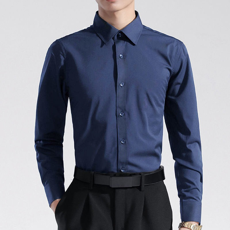 Camisa Elastech Social Anti Amassados + Relógio de Brinde