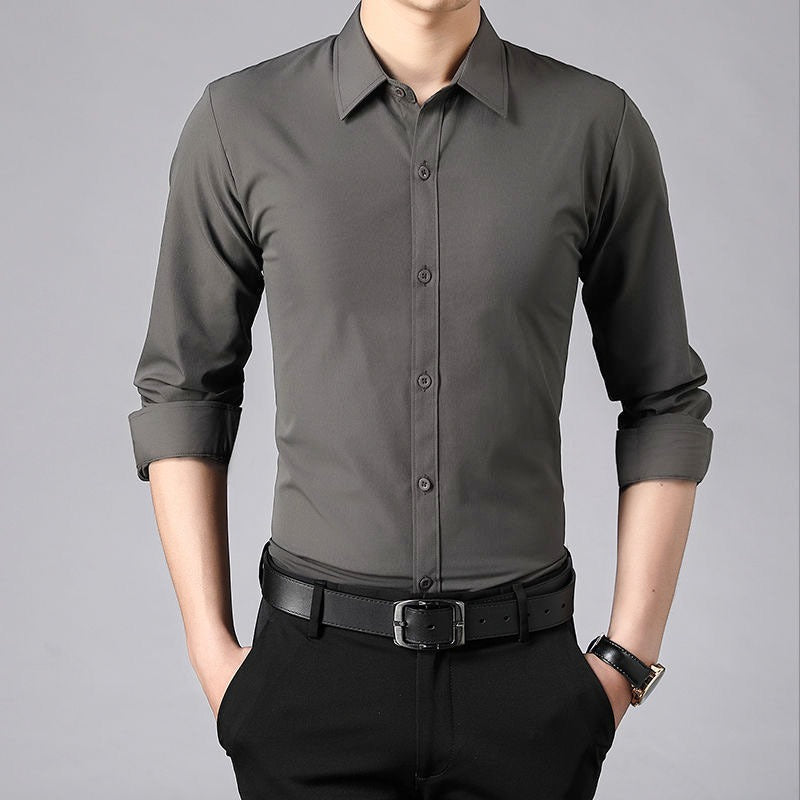 Camisa Elastech Social Anti Amassados + Relógio de Brinde