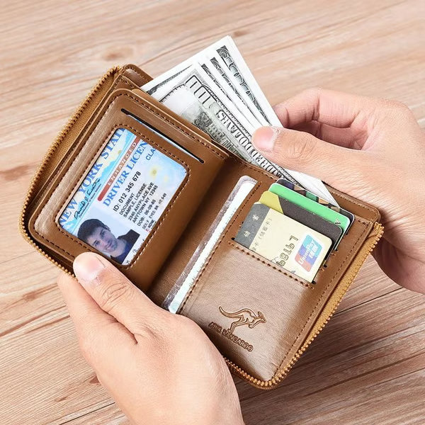 Carteira masculina com zíper (proteção RFID)
