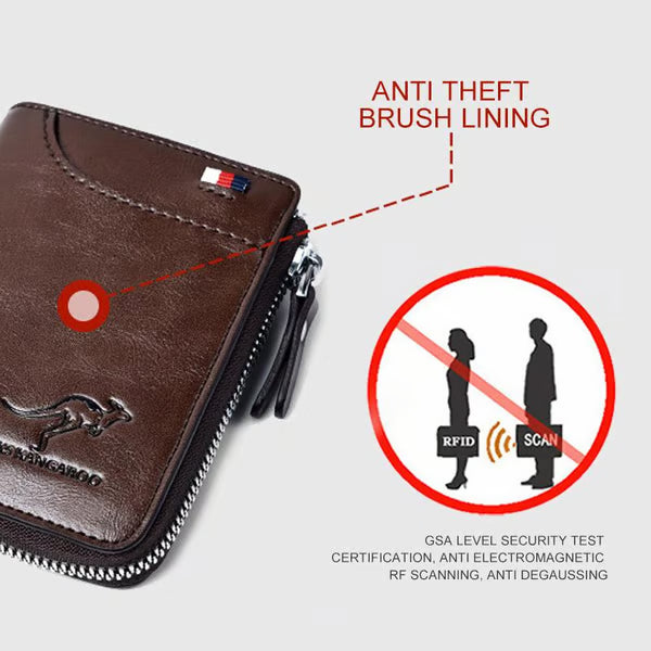 Carteira masculina com zíper (proteção RFID)